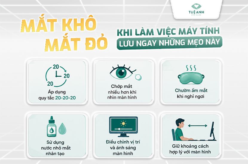 Mắt khô - mắt đỏ khi làm việc máy tính? Lưu ngay những mẹo này