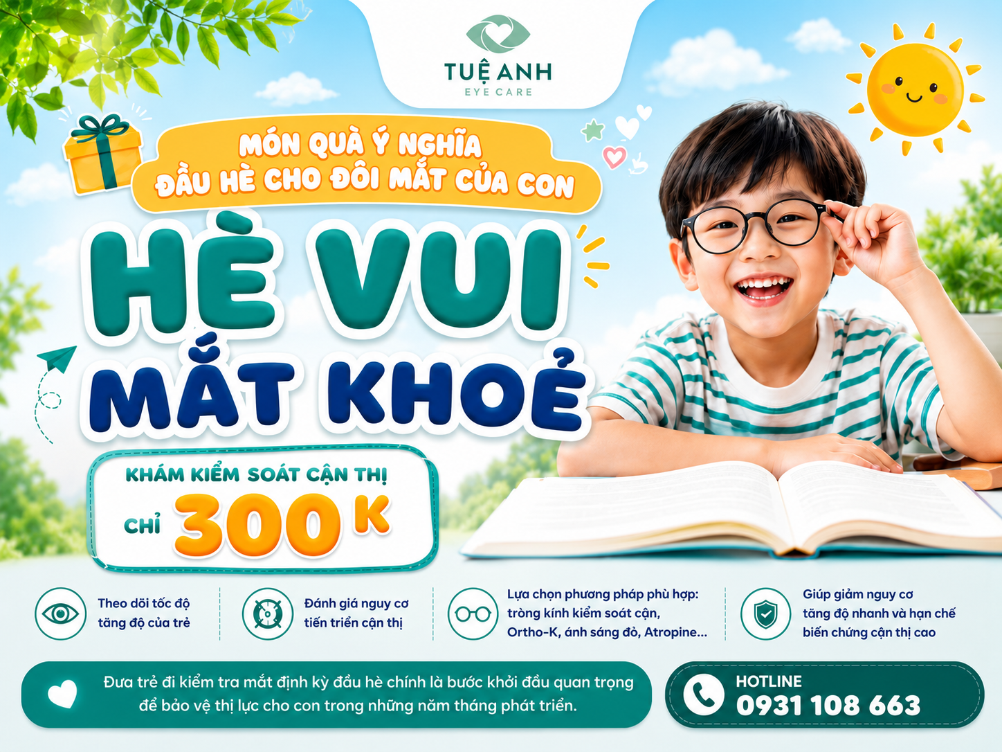 Ưu đãi gói kiểm soát cận thị chuyên sâu 300K: Món quà đầu hè ý nghĩa cho con