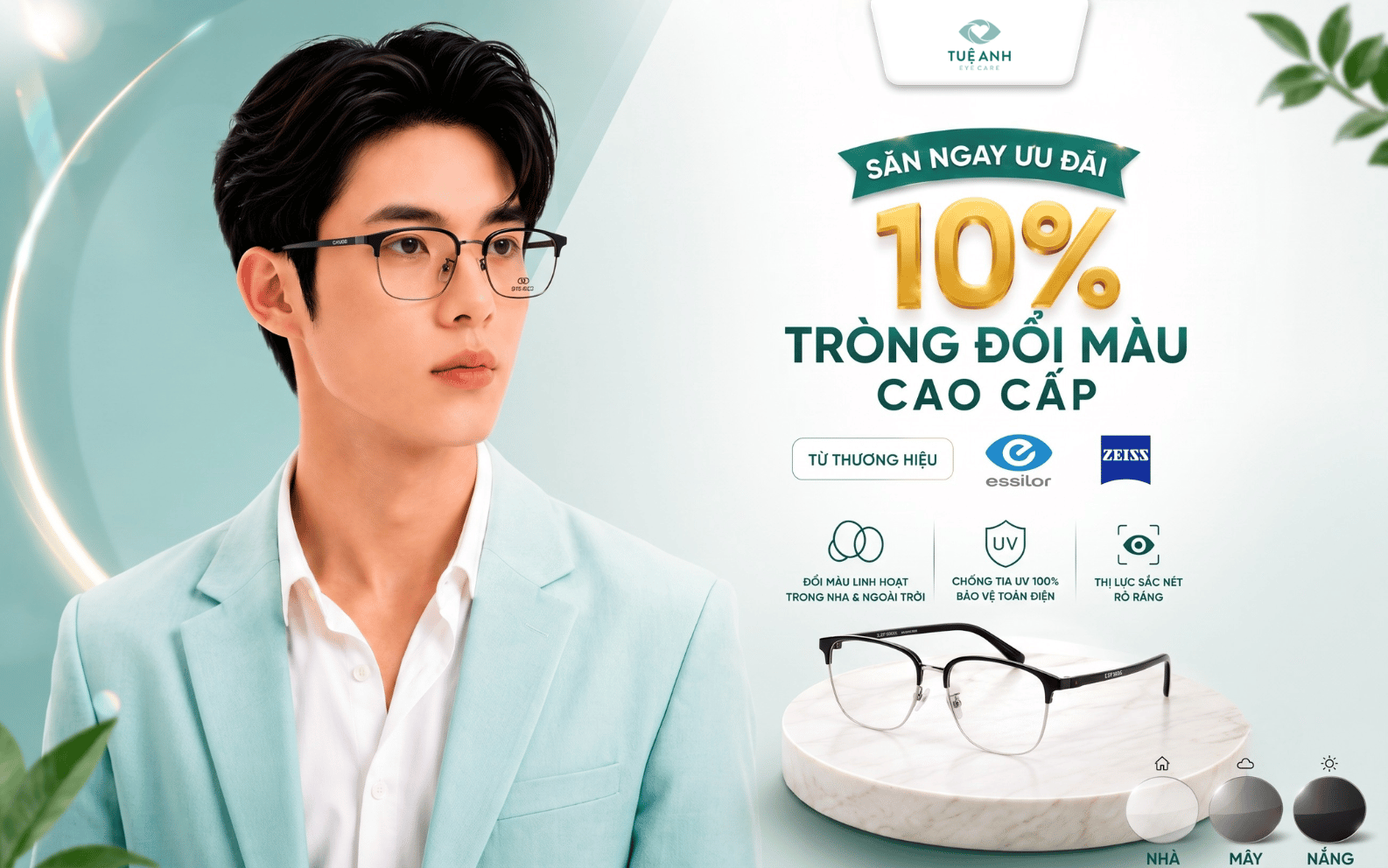 Săn ngay ưu đãi 10% tròng kính đổi màu cao cấp tại Tuệ Anh