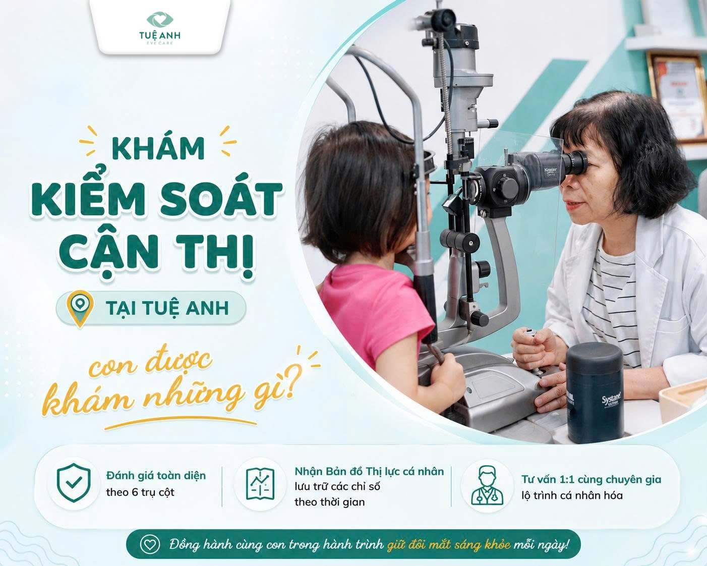 Khám kiểm soát cận thị tại Tuệ Anh con được khám những gì?