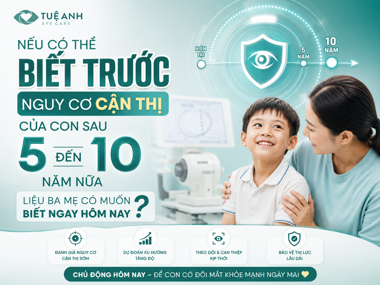 Dự báo nguy cơ cận thị ở trẻ em sau 5–10 năm nhờ bản đồ thị lực tại Phòng khám Mắt Tuệ Anh